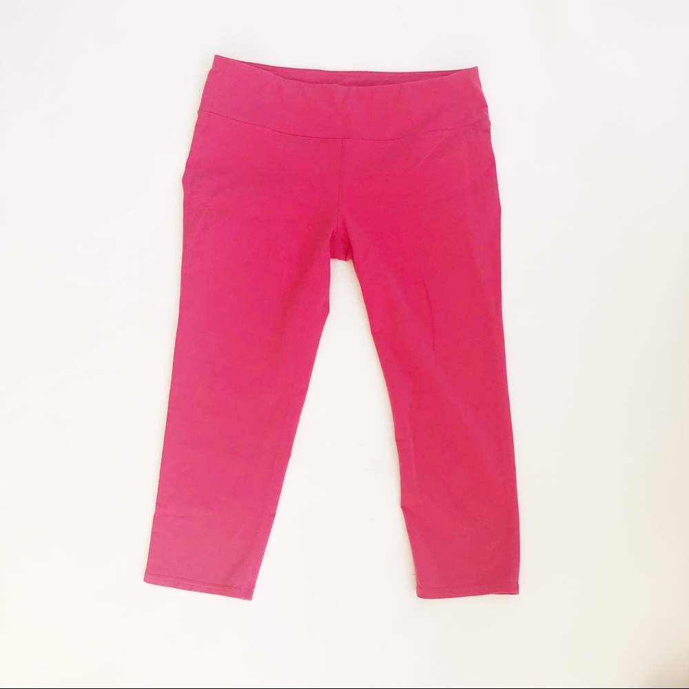 ATHLETA CHATURANGA HOT PINK CROP LEGGINGS